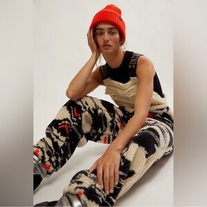 $228 NWT Free People Hit The Slopes Printed Salopette